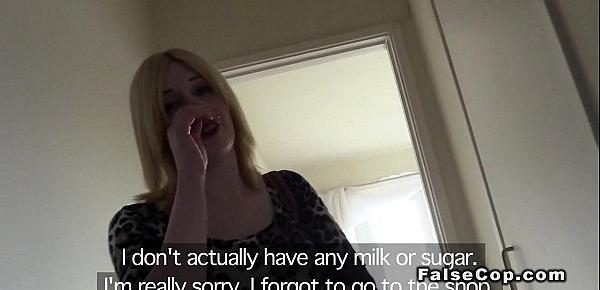  English blonde fucks fake cop in her flat